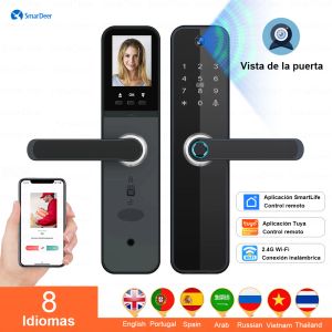 Blocco Smardeer Electronic Door Lock con fotocamera Tuya Smart Lock con sblocco remoto Keyless Codice Lock Lock Key Ablocco Meccanico sblocco