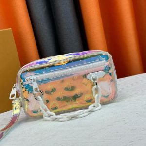 new laser men clear shoulder bag designer high quality messenger bags chain cross body bag colorful rainbow color fashion luxury female handbags clearly