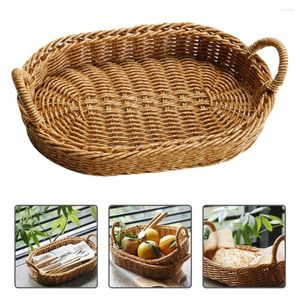 Set di stoviglie set di frutta intrecciata cestino tessuto cestino vassoio vassoio filo di ferro cestino che serve gomma da rattan