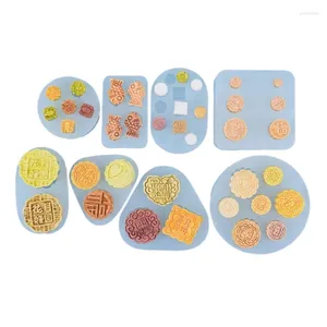 Baking Moulds 8 Pack Silicone Mooncake Molds Multi-Shapes Dessert Mold Bean Pastes Cake Mould Tool Material For