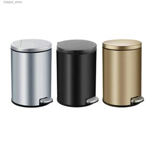 Waste Bins Foot Pedal Garbage Bin Oil Proof with Soft Close Lid with Garbage Bag Rings Dustbin Step Trash Can for Kitchen Bathroom Hotel L46