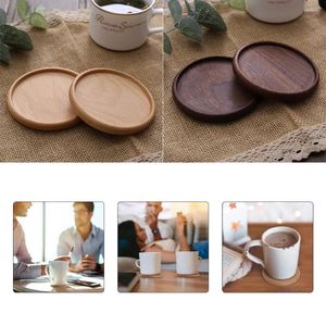 Maty stołowe 1PC drewniana- herbata kawa kubek podkładka orzechowe drewniane podstawki trwałe odporne na ciepło okrągły miska czajni