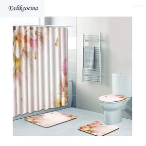 Banyo Paspasları 4pcs Rüya Çiçekler Dünya Banyo Banyo Halı Tuvalet Seti Slip Olmayan Tapis Salle de Bain Alfombra Bano