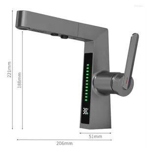 Badrumsvaskar kranar mässing blyfri horisontell bar digital skärm kall och utdragbar mixer kran badbad