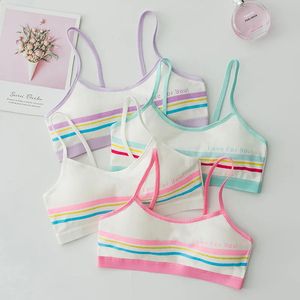 3Pcs Children Breast Care Solid Color Girl Bra Teenage Young Underwear Kids Girls Crop Detachable Vest Puberty Tube Top 240329