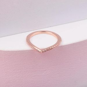 Pierścienie klastra CKK Timeless życzenie błyszczące różowy pierścień dla kobiet 925 srebrny srebrny oryginalny biżuteria Anillos Małer Bague Plata Anel