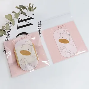 Gift Wrap 50pcs/lot Pink Frosted Polka Dot Cartoon Animal Cellophane Self-adhesive Bag Cute Giraffe Flower Resealable Candy Packaging Bags