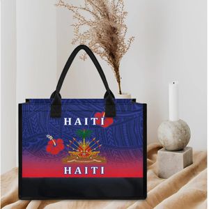 Haiti Polynesien kreativer Designer tragbarer Einkaufstasche große Kapazität Hochzeitsfeier Casual Schulter Canvas Einkaufshandbags 240328