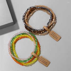 Стиль Strand Shiny Crystal Beads Bracelets 4pcs/Set с подарочной картой чакра растяжение браслеты Bangles Женщины мужчины йога ювелирные изделия