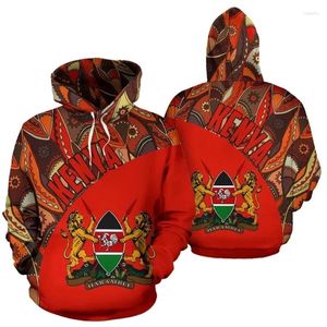 Herrtröjor kenya kartflagga 3d tryckt för män kläder nationella emblem tröjor afrika country tracky boy streetwear barn hoody