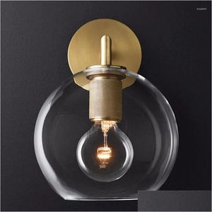 Wandlampen American Retro Gold LED Scones Korridor Glas Lampe Glanz Lichtleuchte Luminarias Fixture Drop Lieferung DH4HM