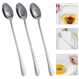 Colheres 3pcs aço inoxidável colher de café aperitivo de sobremesa Dinner Pastry Scoop Tableware para El Buffet