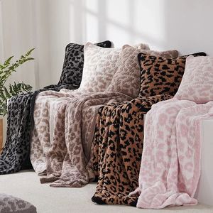 Леопардовый принт наполовину стороны флисовый диван одеяло мягкие упругие вязаные одеяла для бросающих теплоту шаль.