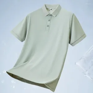 Herren Polos 2024 Sommerqualität kurzärmelig Hemdkragen Polo Business Casual Ice Seide Vielseitige T-Shirt Männer t