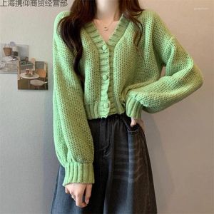 Women's Knits Short Knitted Cardigan High Waisted Sweater Jacket French Bottom Top Women