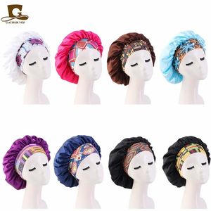 Women Night Sleep Hair Caps Silky Bonnet Satin Double Layer Adjust Head Cover Hat for Curly Springy Hair Styling Accessories