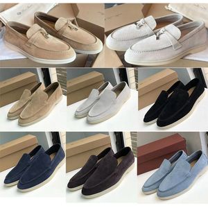 Summer Walk Slaafers Loro Klavier Herren Frau Schuhe Kleid Schuhe flach niedrige Wildleder -Leder -Mokassins Komfort Loafer Sneakers Senden Schuhe und Staubbeutel