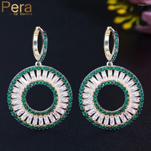 Dangle Ohrringe pera exklusives Design Big Circle Drop Huggie Earirngs Grüne weiße CZ Zirkon Sommertanzparty Schmuck für Damen E715