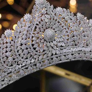 Hochzeitshaarschmuck Wunderschöne Royal Tiaras Quinceanera Kronen Braut Kopfstück Tocado Novia Accessoires Zirkon Crown2883501 L240402