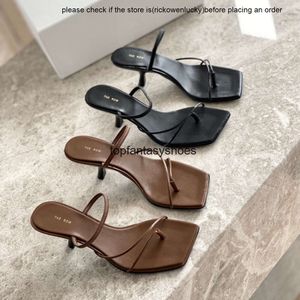 The row shoes Spring/Summer The Row Toe 2023 Square New shoes Clip Toe High Heels with Two Womens Sandals and Slippers