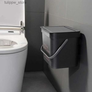 Waste Bins Wall Mounted Bathroom Trash Can with Lid Dustbin Nodic Style Hanging Toilet Bucket Garbage Bin Waste Bins L46