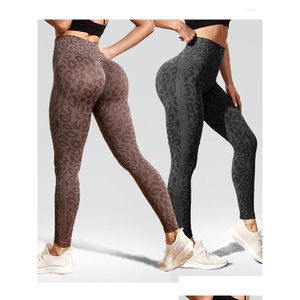 Kvinnors leggings kvinnor Gym Yoga Sports Leopard sömlös fitness Push Up Tights Legging for Women Outdoor Sportswear Drop Delivery AP DHW1M