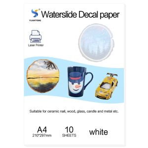 Paper (10pcs/bag) Laser Water Slide Decal Paper No Need Varnish Water Transfer Paper White Background Color A4 Size (8.3*11.7 inch)