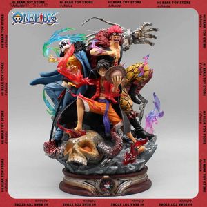 Action Toy Figures 22cm One Piece Figurine Three Captain Anime Figure Kid L Luffy Action Pvc Model Statue Doll Collection Decoration Toys Gifts L0402