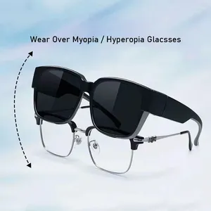 Óculos de sol homens Mulheres polarizadas desgaste sobre os óculos de prescrição de miopia