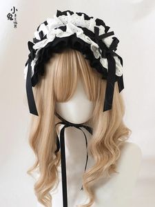 Party Supplies Black and White Lolita HeadDress Doll Bow Hair Band KC Gothic Culture Dark Series Girl Accessories