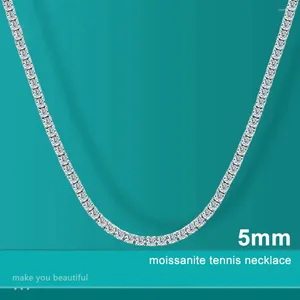Ketten Shstone 5mm Moissanit Tennis Halskette Voll Diamonds Anhänger mit GRA -Zertifikat 925 Sterling Silber Schmuck für Frauen Mann