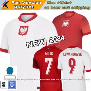 2024 Polonya Futbol Formaları Lewandowski Evde 2024 Euro Kupa Polska Milli Takımı Milik Piszczek Piatek Grosicki Krychowiak Zielinski Fan Futbol Gömlek