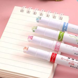 6pcs/set Kawaii Çiçekler Hat şekilli vurgulayıcı kalemler silindir uç eğrisi Liner Marker Günlük yazma çizim kırtasiye yazma