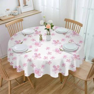 Table Cloth Pink Watercolor Cherry Blossom Waterproof Wedding Holiday Tablecloth Coffee Decor Cover