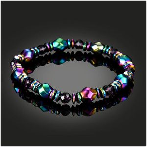 Beaded Colorf Armband Magnet Armband Kvinnor Hematite Hälsa Rainbow Magnetic Bangle Charm för uni män handgjorda droppleverans juvelr dhzjm