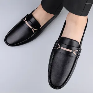 Gelegenheitsschuhe echtes Leder Luxusqualität Männer Klassischer Slip auf Herren -Slas schwarzen Flat Sommermarke Mocasines