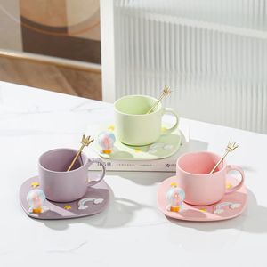 Tassen kreativer Hoch Beauty Cup Dish Set Dreidimensional Air Ballon Crown Ceramic Office Frühstück Milk Becher