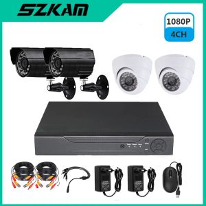 Sistem 2MP CCTV Kit Kamera Sistemi Video Gözetim Kamerası DVR Kiti Açık Kapalı DVR Kızılötesi Ahd Gece Görüşü 1080p 4CHANNEL SZKAM