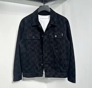 L823 Designer dżins kurtka Mężczyzna Klasyczne luksusowe kurtki z długim rękawem Black Plaid Denim Mens Płaszcz 4xl