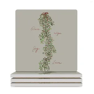 Table Mats Holly-Peace Ceramic Coasters (Square) Plate Set For Drinks Mug