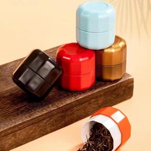 Lagringsflaskor 2st mini tennlåda metall små tomma pott te lådor järnbehållare ljus kan godis runt bärbar förpackning