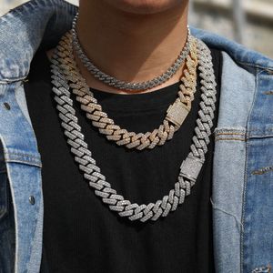 Gelado 925 esterlina prata prata moissanita diamante ouro banhado o colar de hip hop jóias mensagens de 14 mm Cadeia de ligação cubana