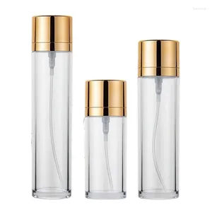 Bottiglie di stoccaggio 10pcs BOCHT di plastica in PET trasparente 50 ml 80 ml 100 ml di spessa parete ridotto a parete oro per la cura del viso per la cura del viso profumo a nebbia fine spray