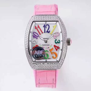 ABF Factory Luxury Watches V 32 SC Fo Col Drm D Vanguard Lady 32mm Rose Gold Diamond ETA Quartz Womens Watch White Dial Rubber Str241e