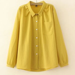 Autumn Clothes Women Shirt Plus Size Loose Fold Shoulder Casual Solid Color Long Sleeved Blouse Curve S73 2316 240403