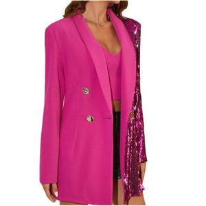 Fornitore all'ingrosso di alta qualità a doppia giacca a doppia giacca Blazer Designer Custom Fashion Fashion Pink Sparkle Paiught for Women