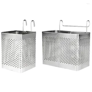 キッチンストレージ2xステンレス鋼の箸ホルダーハンギングカトラリー乾燥バスケット食器用品用品用品排水機（BA）
