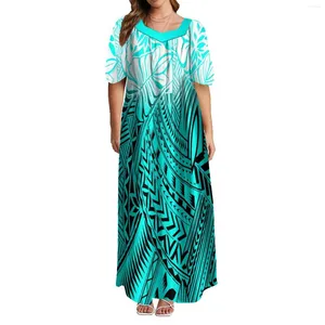 Party Dresses Polynesian Custom Women's Dress Low Cut Bubble Sleeve Design Summer Short Banquet High Quality