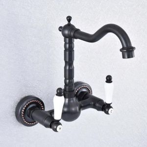 Bathroom Sink Faucets Swivel 360 Bathtub Faucet Torneira Wall Mount Oil Rubbed Black Bronze Basin Mixer Tap Nsf717