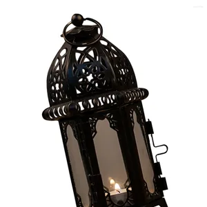 Kerzenhalter Wind Lantern Indoor Ornamente Halter Ornament schwarzes transparentes Glas